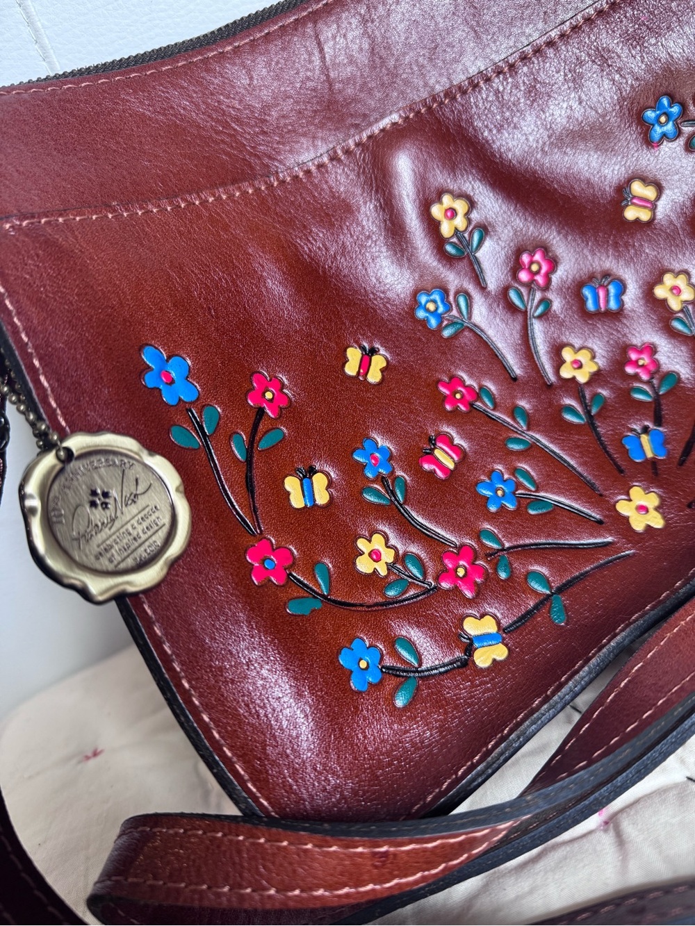 Patricia Nash Leandra Flap Crossbody with Colorful Embossed Florals - Picture 3 of 5